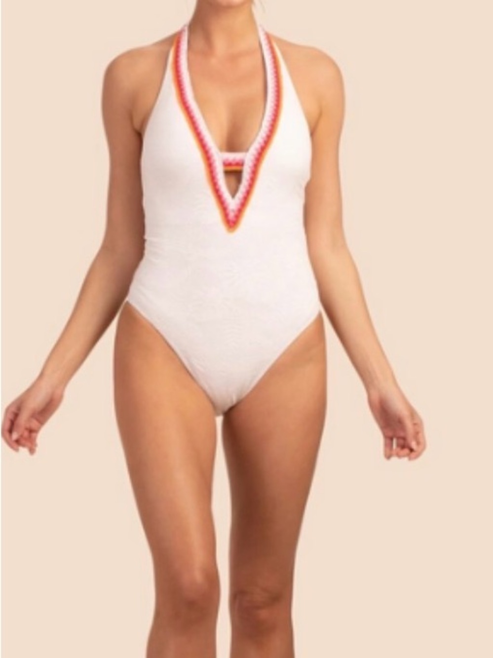 NWT Trina Turk Tulum Crochet Plunge Maillot One Piece Swimsuit, Women’s Sz 8